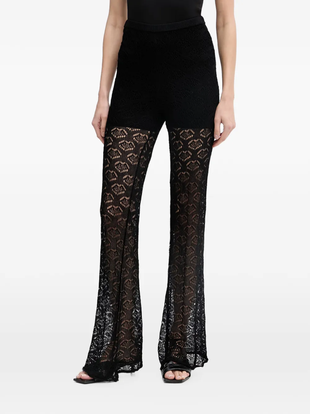 Silvian Heach lace-knit flared trousers - Schwarz