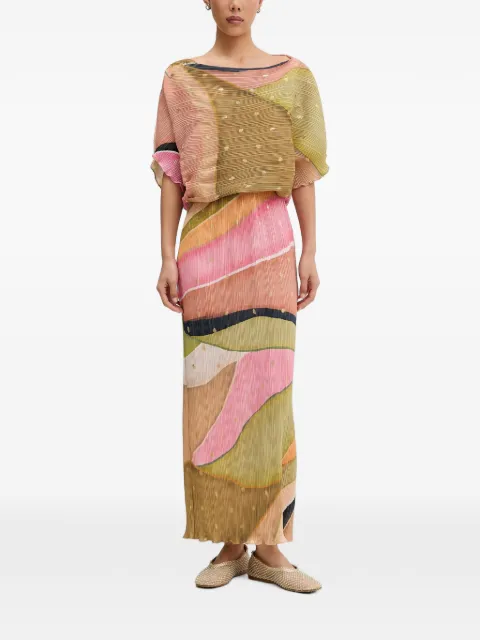 NEVER FULLY DRESSED plissé metallic-flecked midi dress