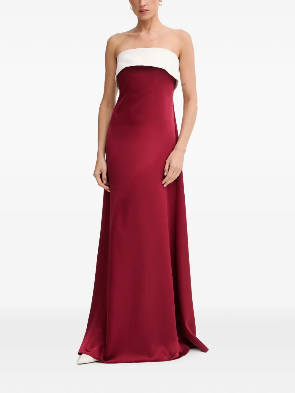 Pedro Del Hierro strapless two-tone maxi dress - Rosso