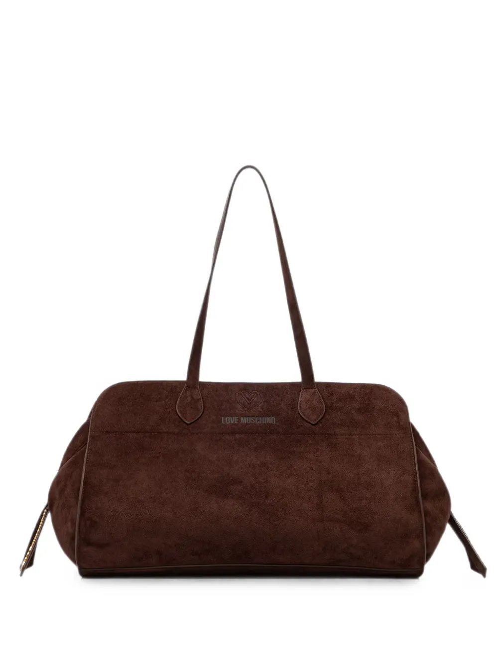 Love Moschino logo-lettering suede tote bag - Marrone