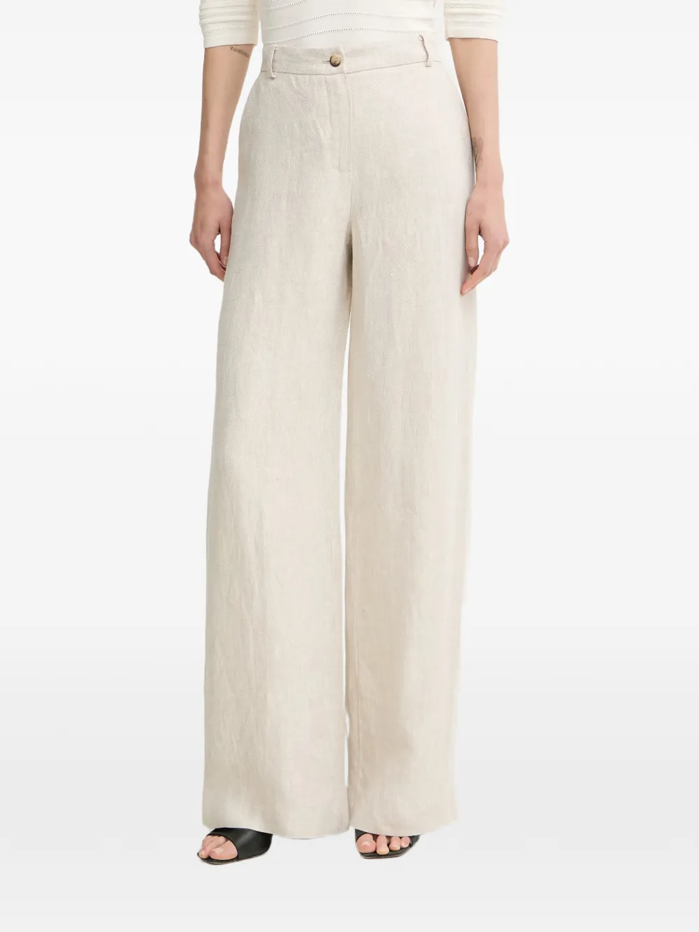 LUISA SPAGNOLI herringbone-pattern wide-leg trousers