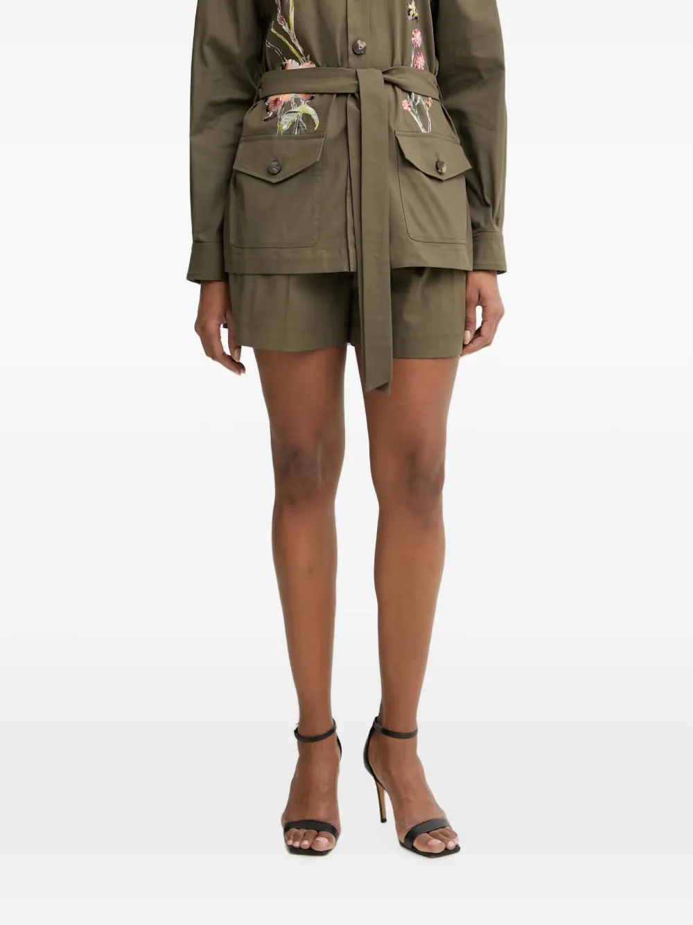 LUISA SPAGNOLI Shorts plissettati con cintura - Verde
