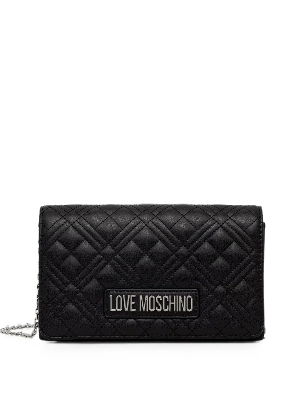 Love Moschino logo-lettering quilted crossbody bag - Nero