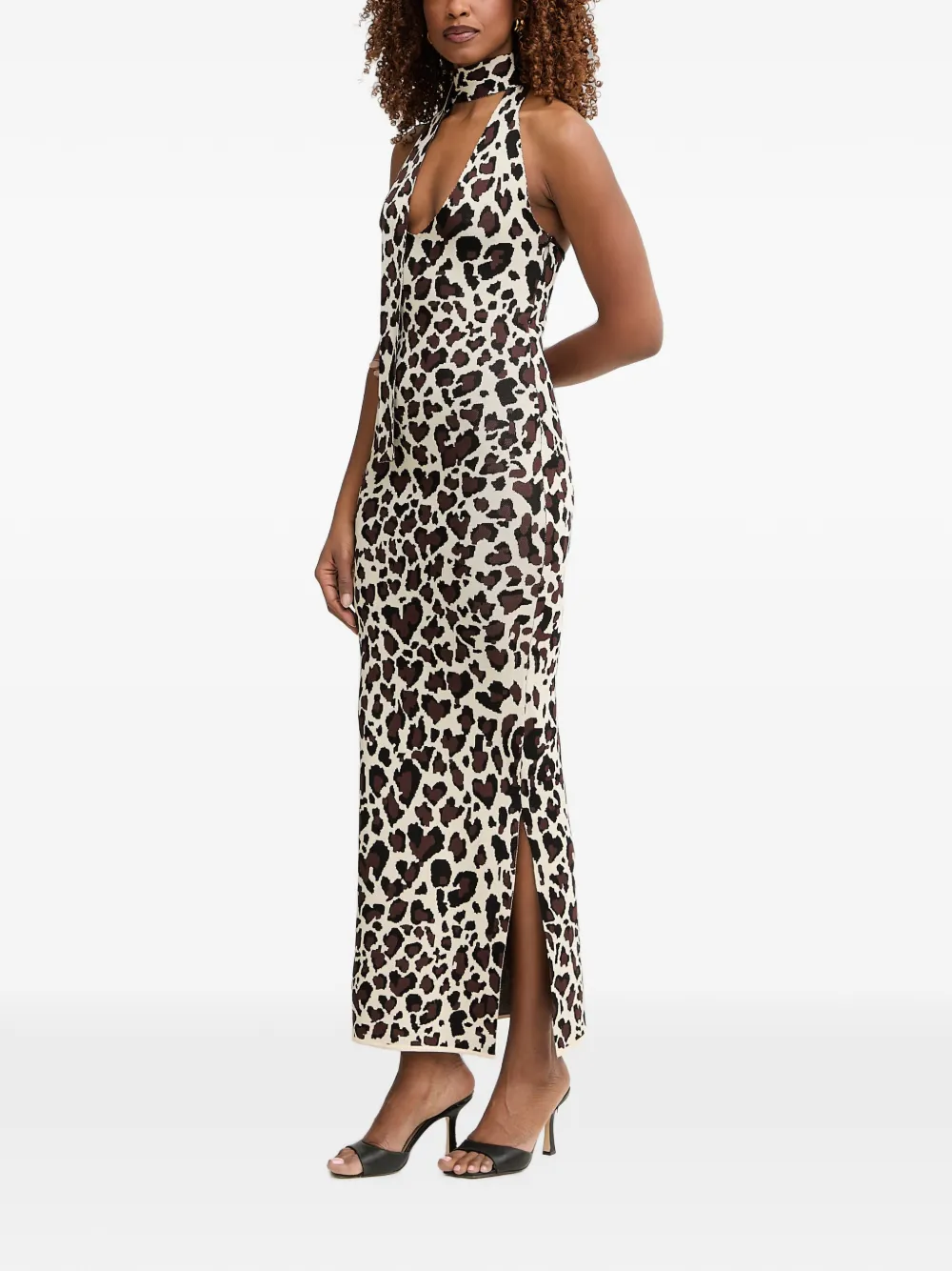 Silvian Heach Halterjurk met luipaardprint Bruin