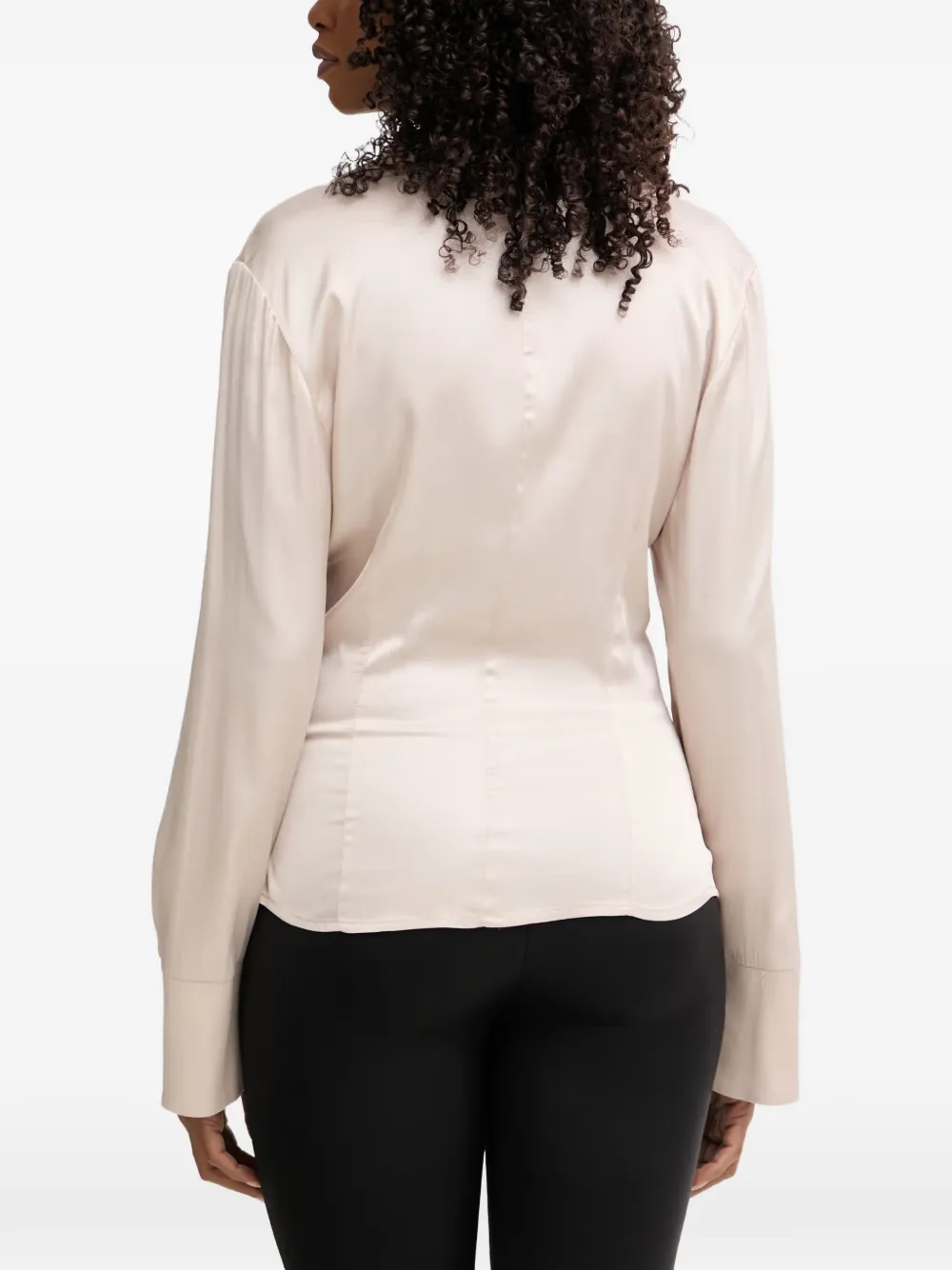 Silvian Heach Blouse met satijnen afwerking en split in de manchetten Beige
