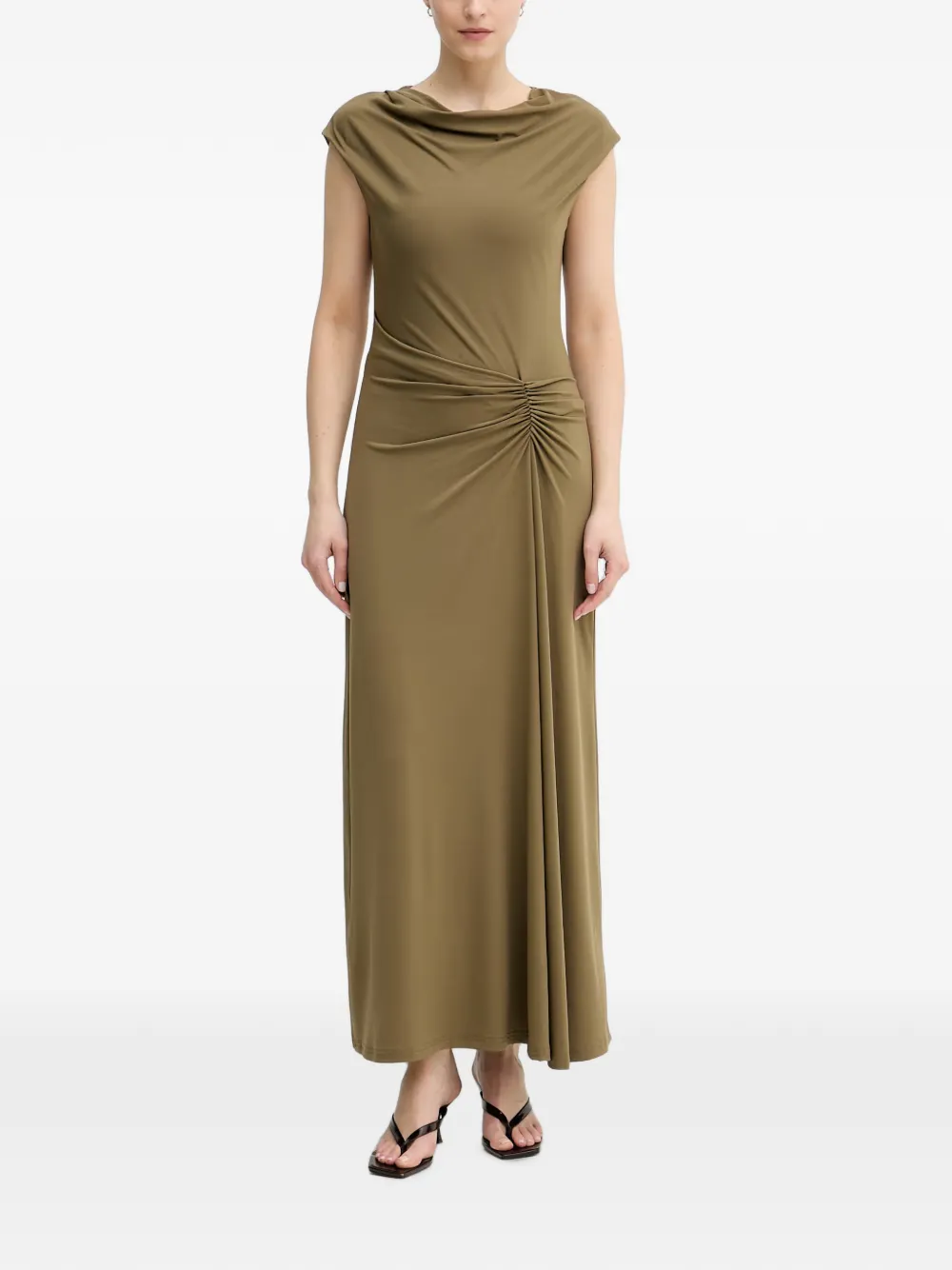 Pedro Del Hierro draped-neck gathered-waist maxi dress - Verde
