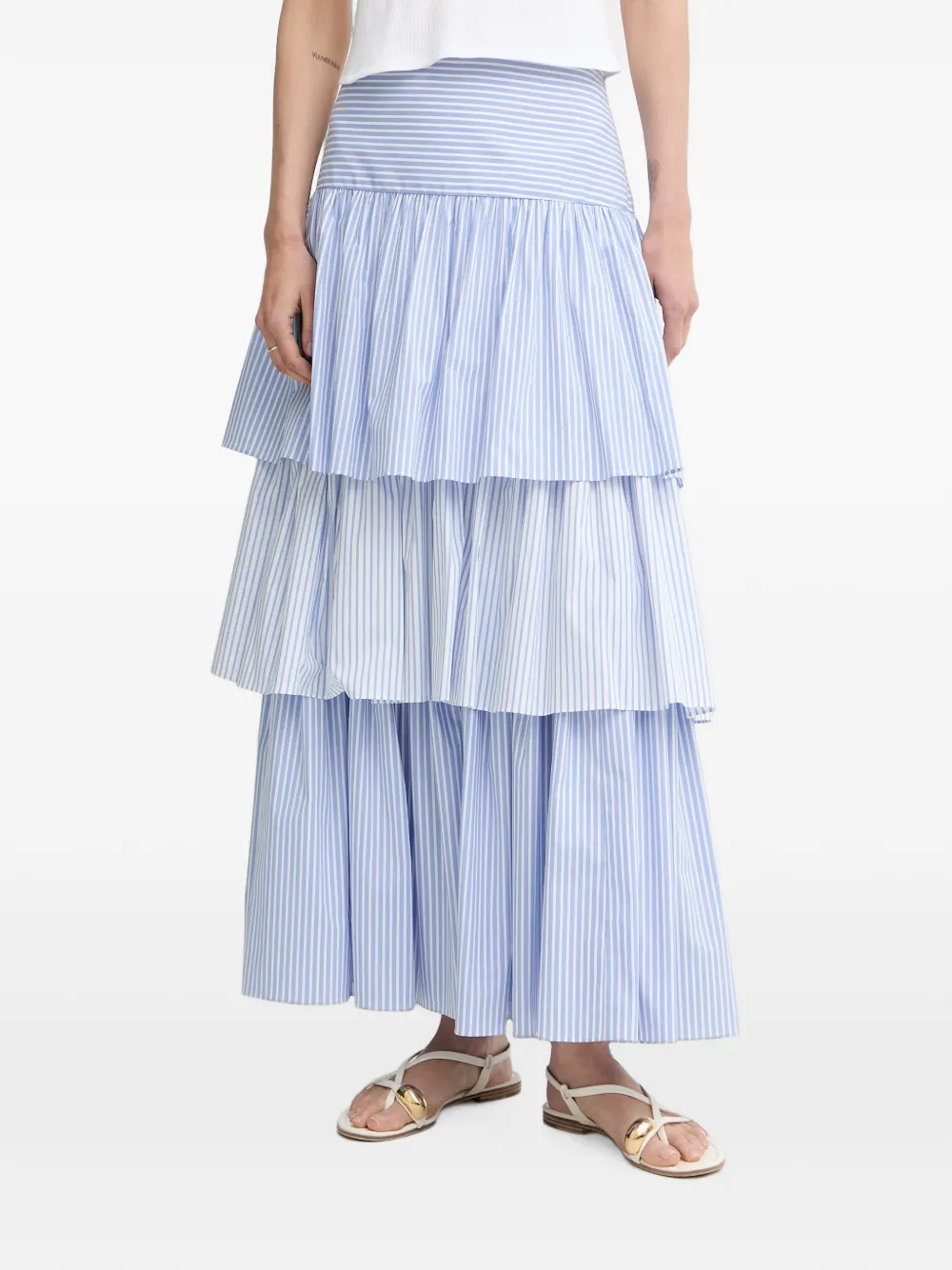 LUISA SPAGNOLI Traguardo striped tiered maxi skirt - Blu