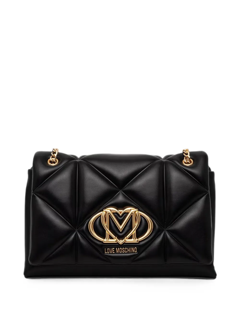 Love Moschino logo-plaque quilted crossbody bag - Nero