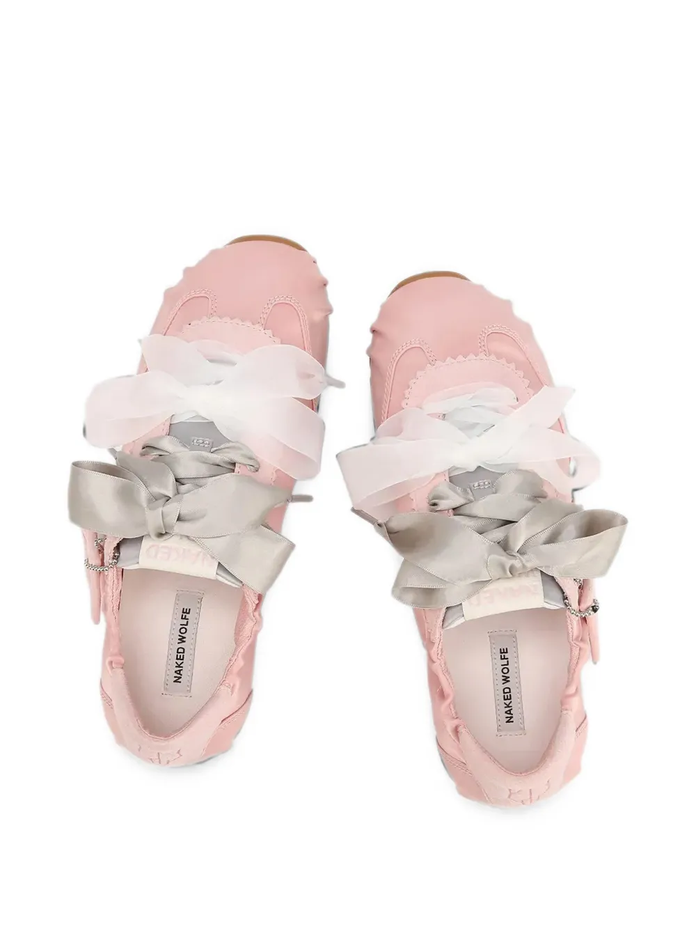 NAKED WOLFE bow-embellished satin sneakers Roze