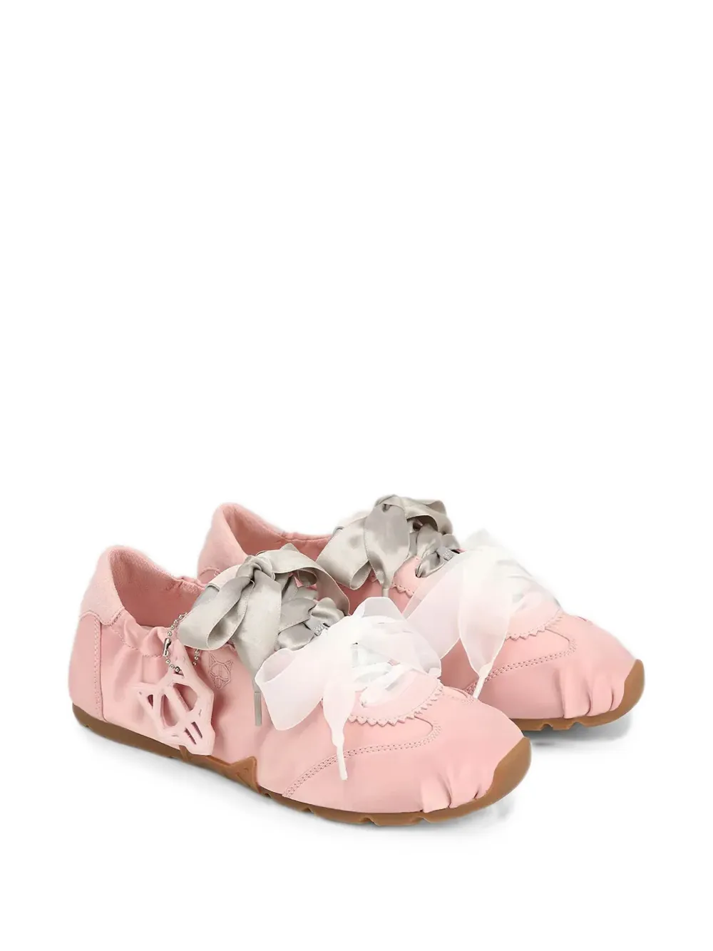 NAKED WOLFE bow-embellished satin sneakers Roze