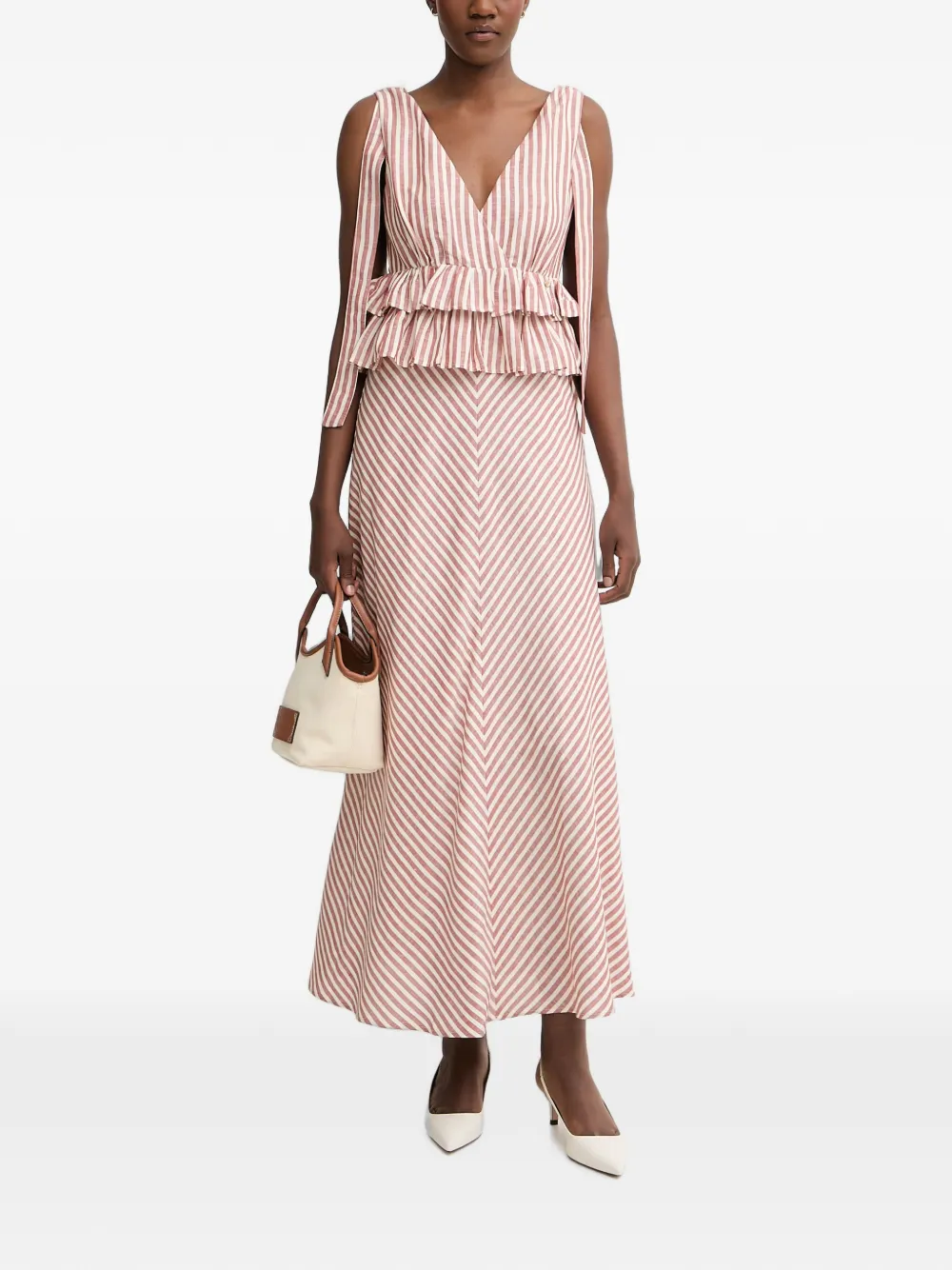 Pedro Del Hierro striped ruffled maxi dress