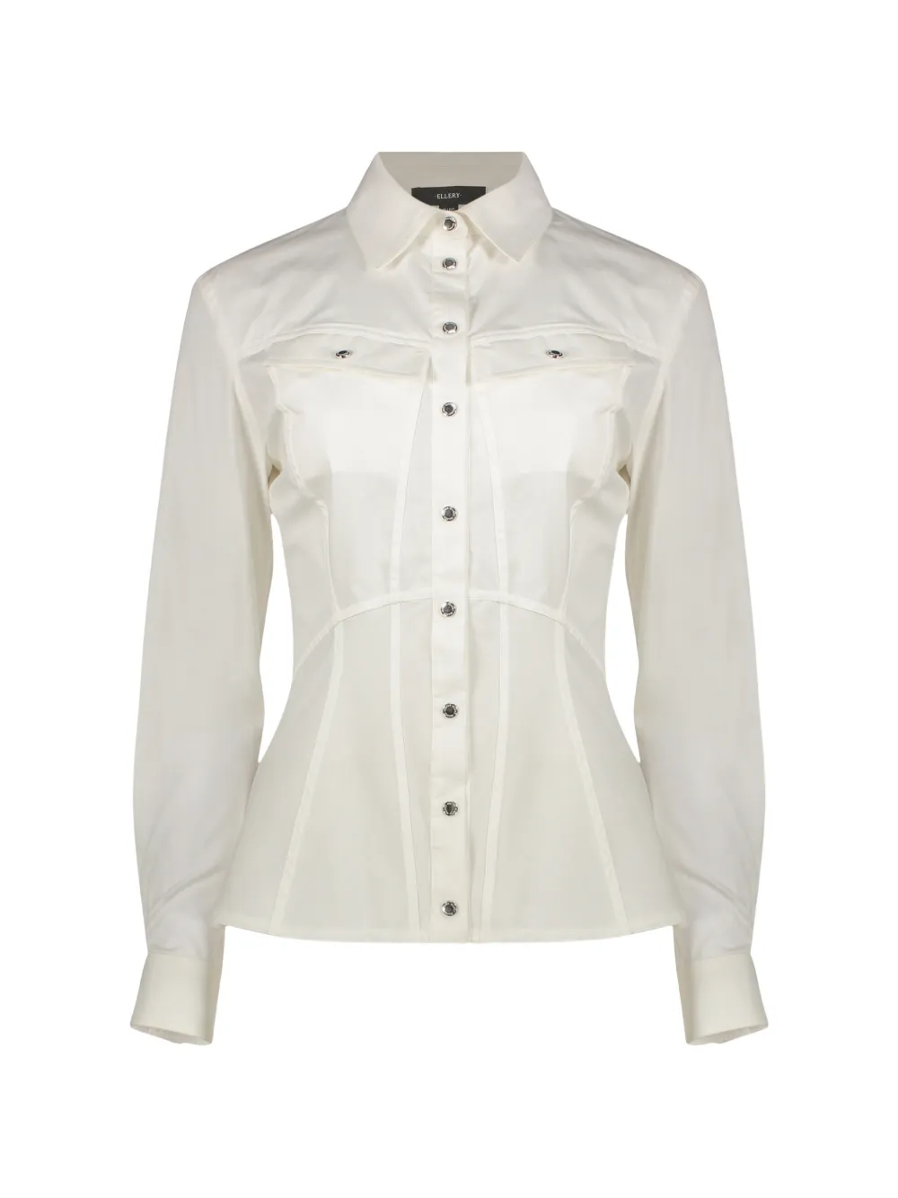 Ellery panelled long-sleeve shirt - White