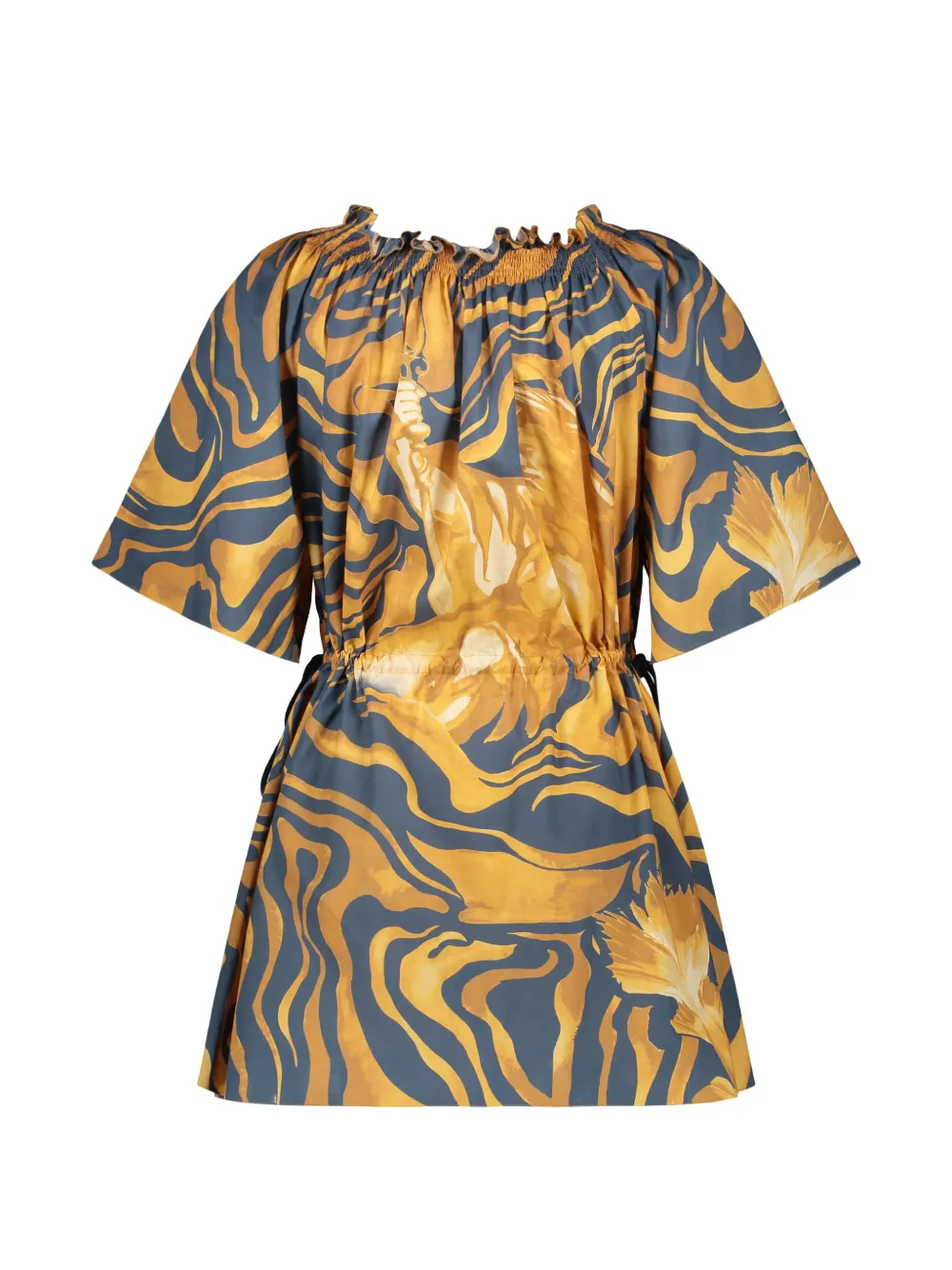 Alberta Ferretti Mini-jurk met abstracte print en trekkoordtaille Geel