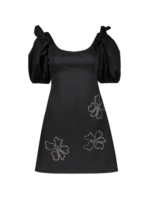 Ellery floral-embellished ruffled-sleeve dress