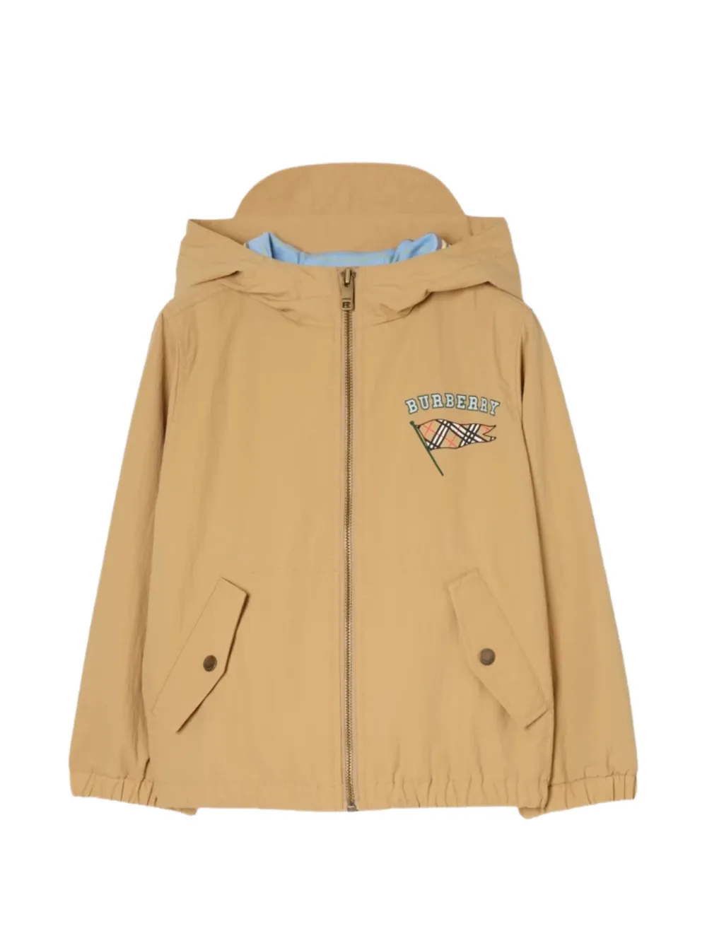 Burberry Kids logo-embroidered hooded jacket - Toni neutri