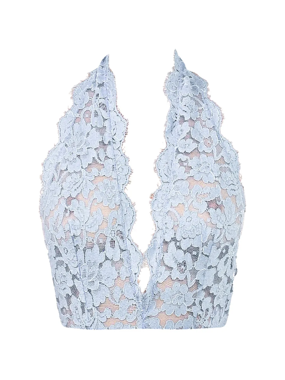 Rowen Rose lace-overlay halterneck bodysuit - Blu
