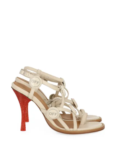 Off-White logo-plaque strappy heeled sandals