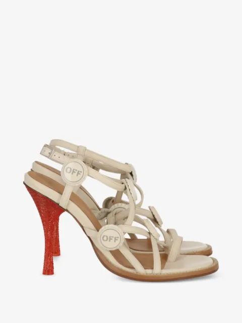 Off-White logo-plaque strappy heeled sandals