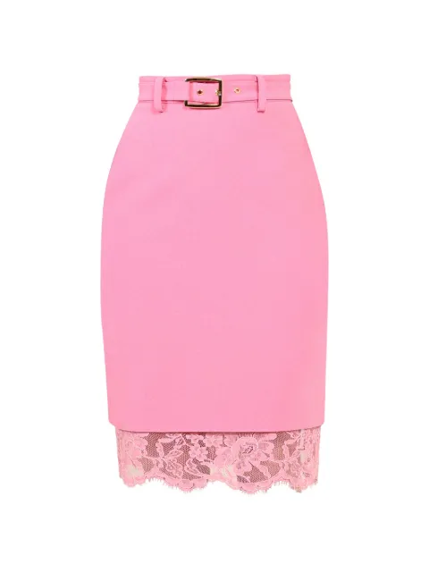 Rowen Rose lace-trim belted skirt