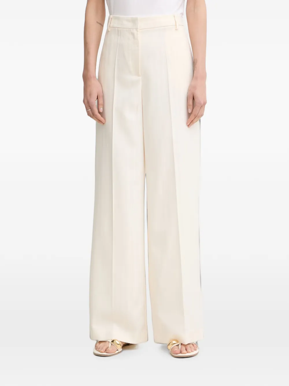 Patrizia Pepe chevron-pattern logo-plaque trousers - Toni neutri