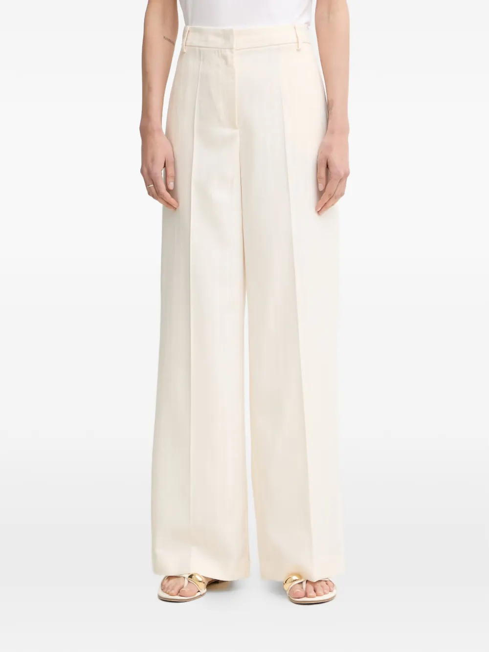 Patrizia Pepe chevron-pattern logo-plaque trousers - Toni neutri
