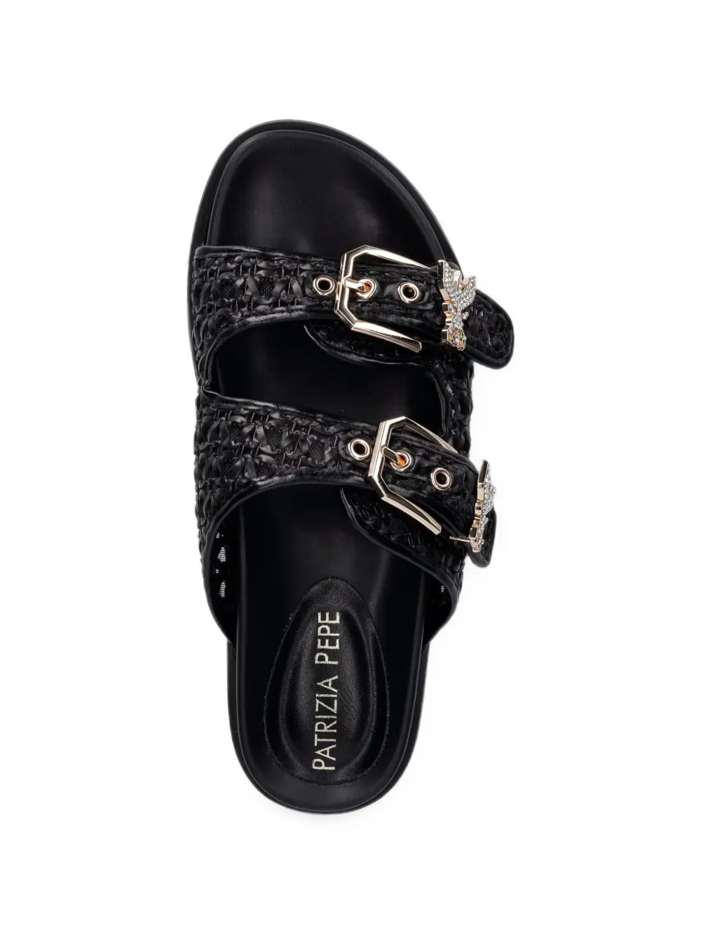 Patrizia Pepe girl woven buckle-fastening sandals Zwart