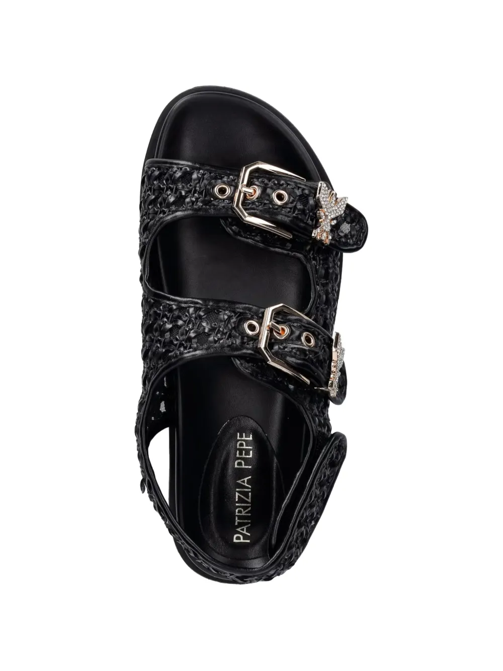Patrizia Pepe girl woven Fly-embellished sandals Zwart