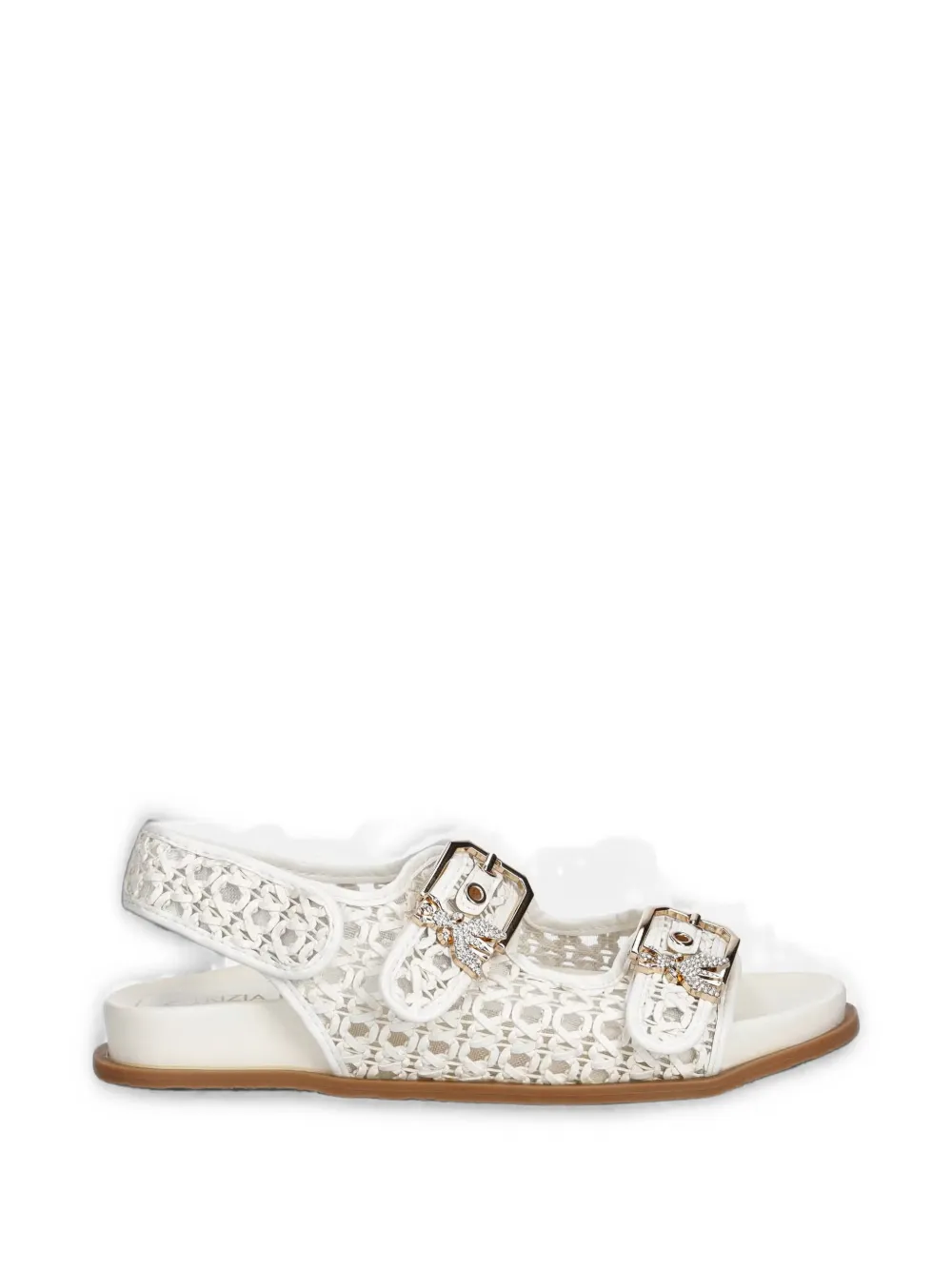 Patrizia Pepe girl buckle-fastening open-weave sandals Wit
