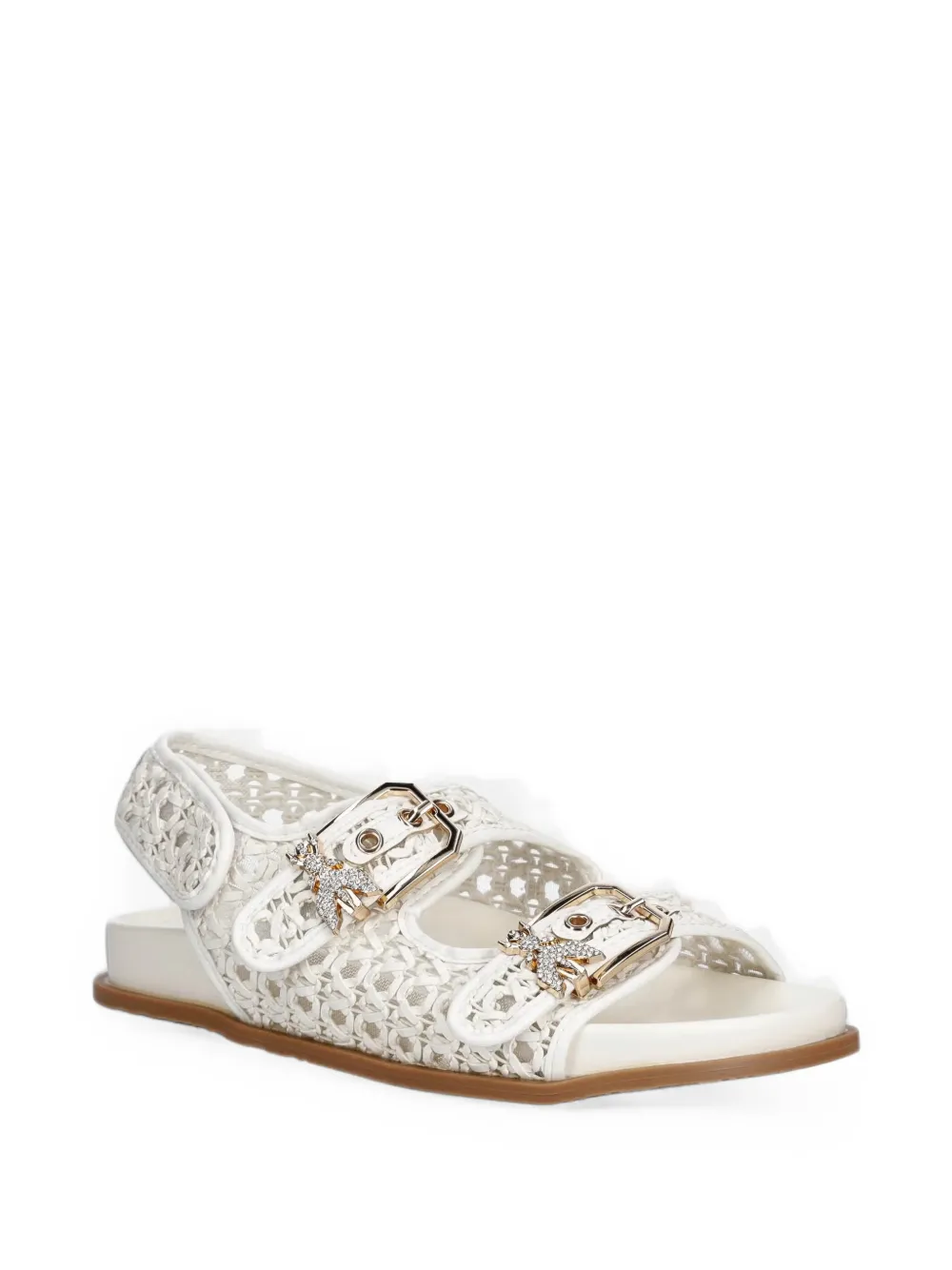 Patrizia Pepe girl buckle-fastening open-weave sandals - Bianco