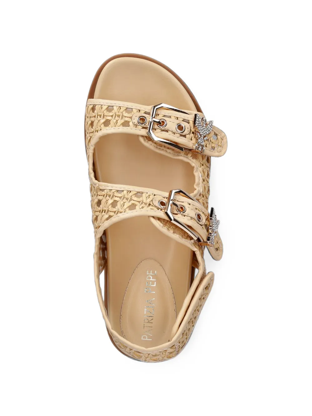 Patrizia Pepe girl Fly buckle-detail woven sandals Beige