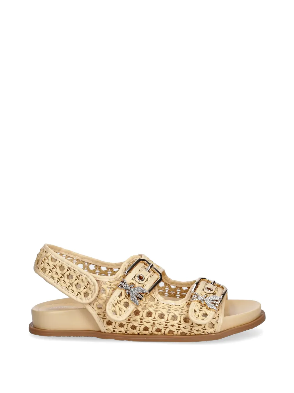 Patrizia Pepe girl Fly buckle-detail woven sandals Beige