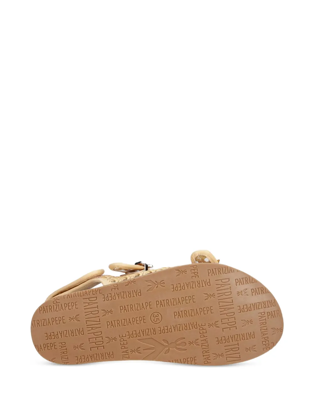Patrizia Pepe girl Fly buckle-detail woven sandals Beige