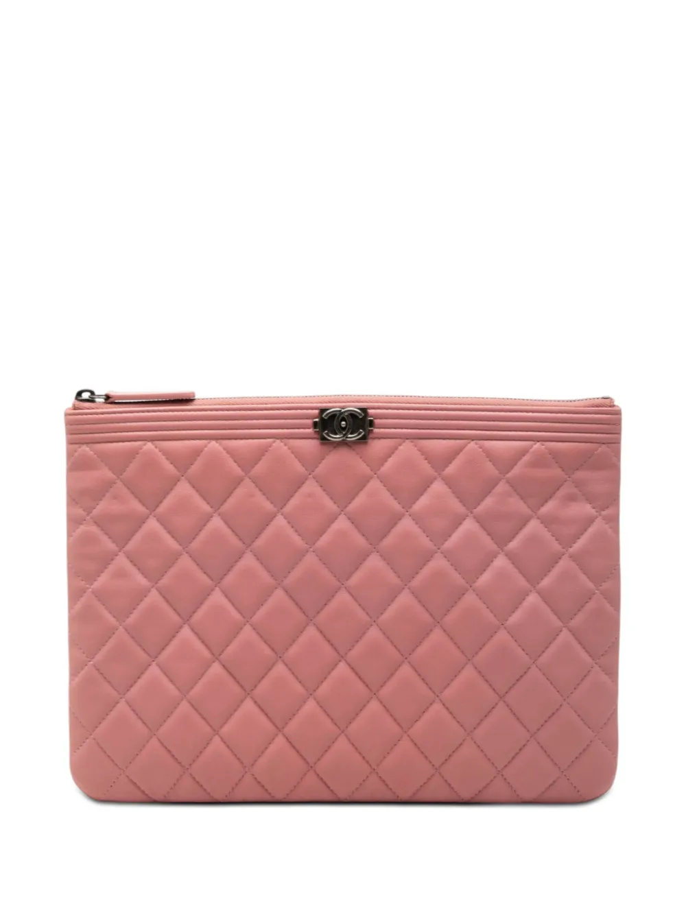 CHANEL Pre-Owned Clutch Boy O Case media in pelle d'agnello trapuntata 2015-2016 - Rosa