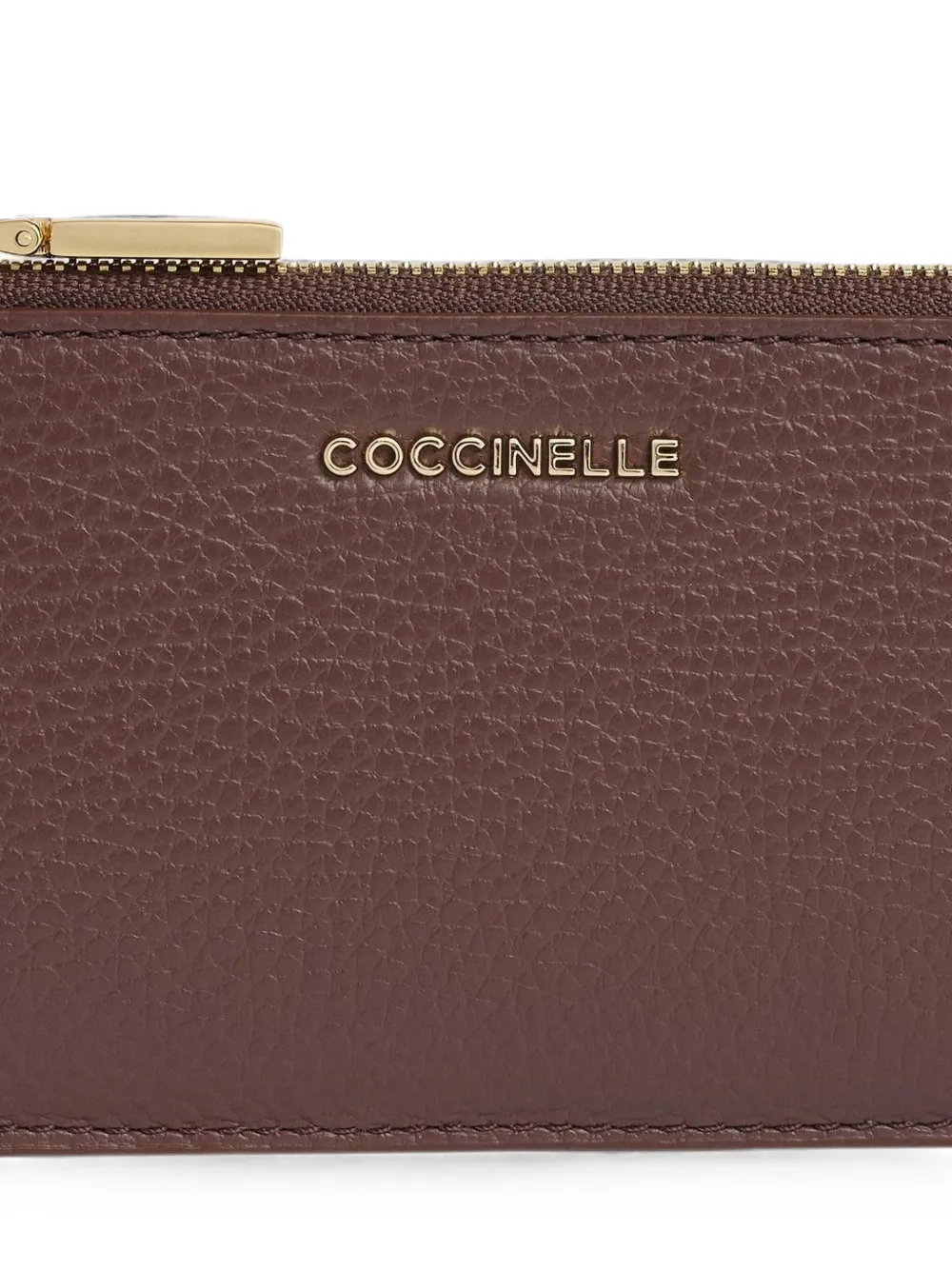 Coccinelle Metallic pasjeshouder met logoprint Bruin