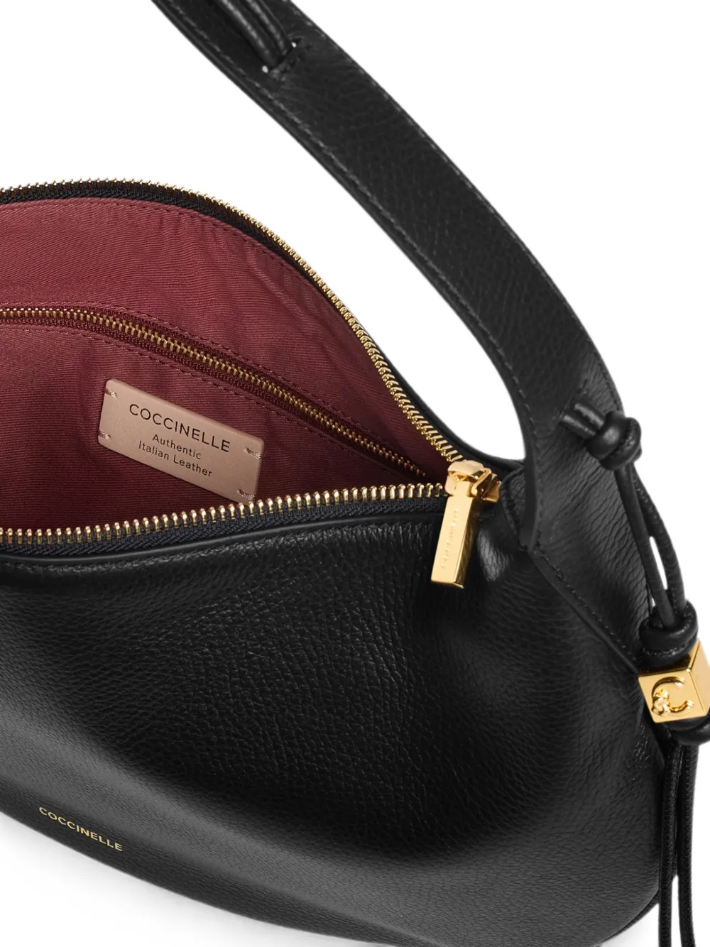 Coccinelle Medium Thess leren schoudertas Zwart