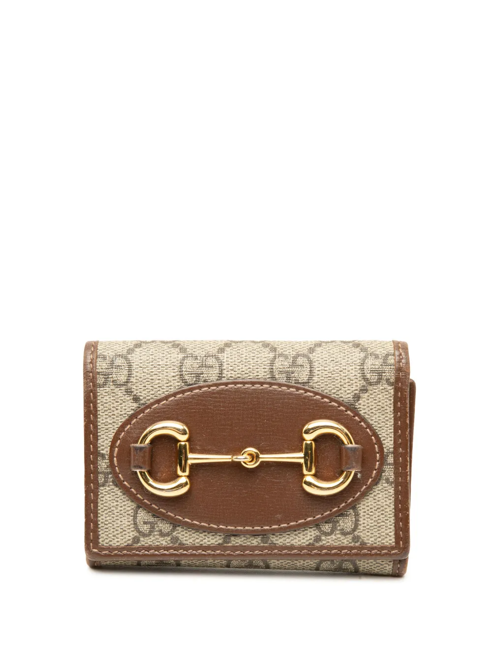 Gucci Pre-Owned Portafoglio tri-fold Horsebit 1955 piccolo in tessuto GG Supreme 2016-2026 - Toni neutri