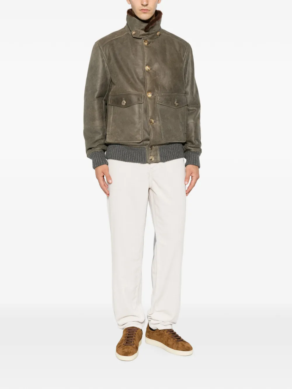 Brunello Cucinelli Ribfluwelen broek met vijf zakken Beige