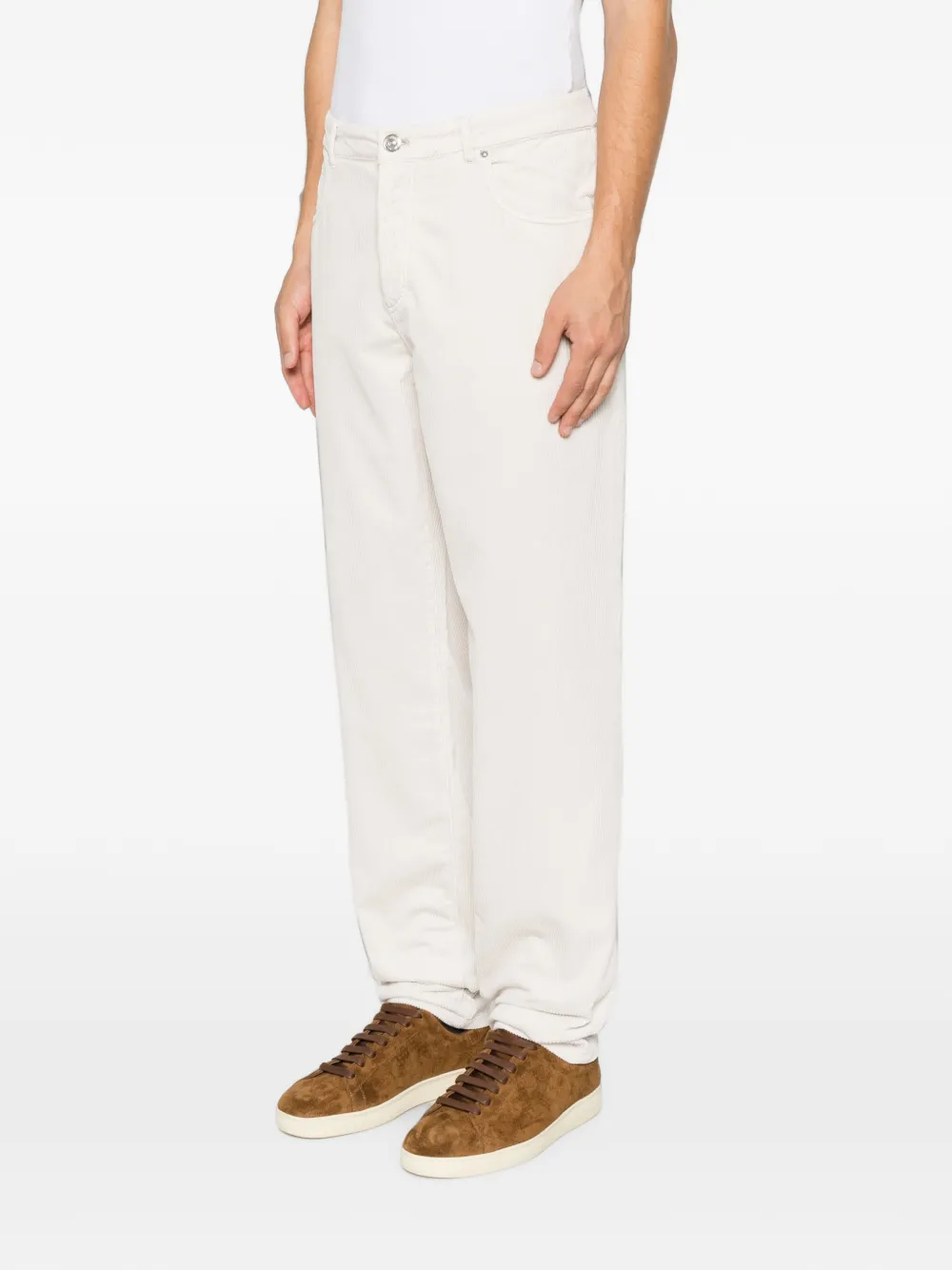 Brunello Cucinelli Ribfluwelen broek met vijf zakken Beige