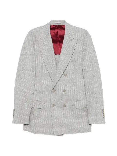 Brunello Cucinelli blazer con doble botonadura y motivo de rayas diplomáticas