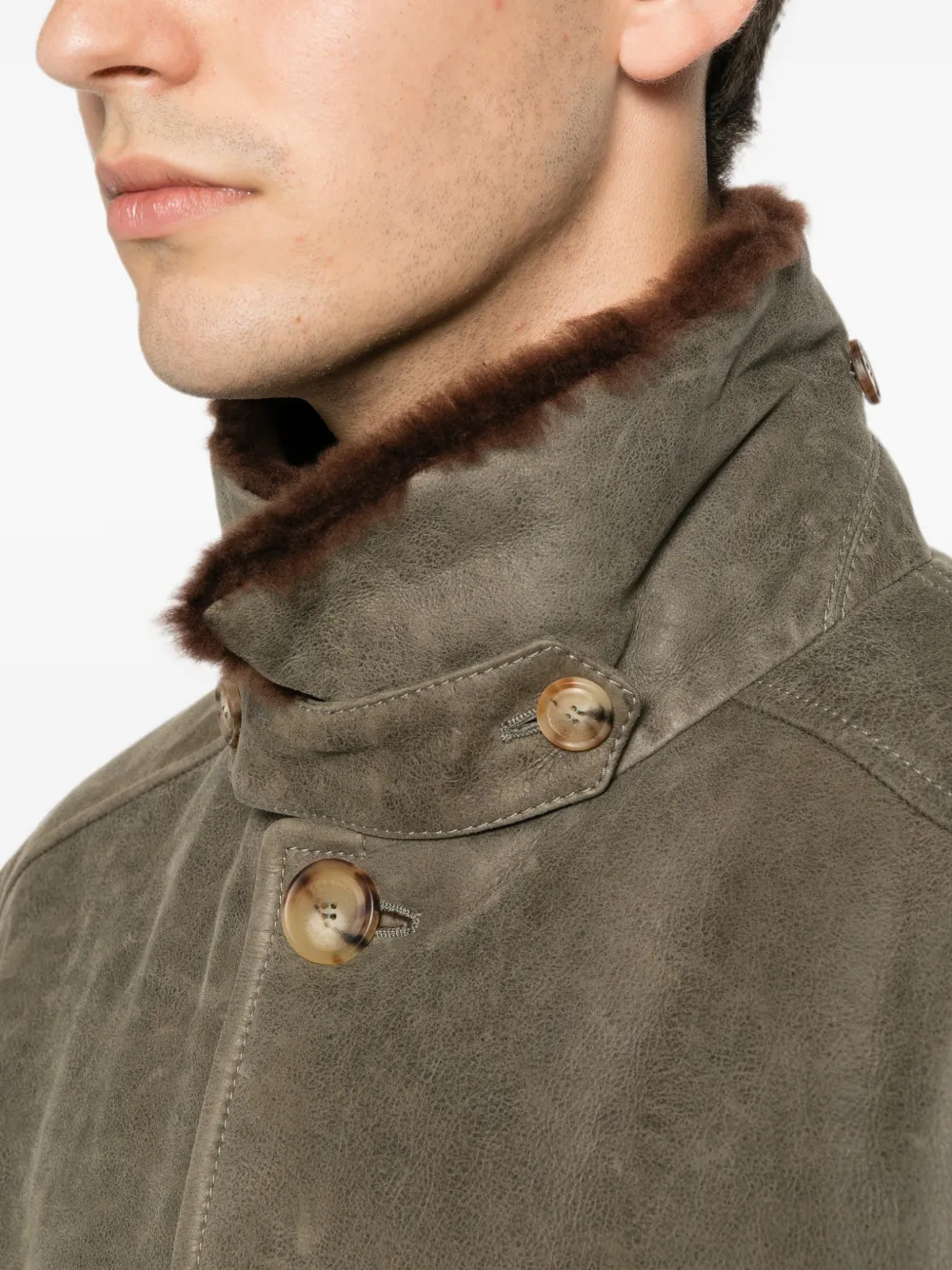 Brunello Cucinelli Lammy jack met knopen Groen
