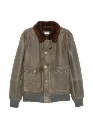 【未使用級】BRUNELLO CUCINELLI レザージャケット カーキ M Brunello Cucinelli（ブルネロクチネリ）レザージャケット - FARFETCH