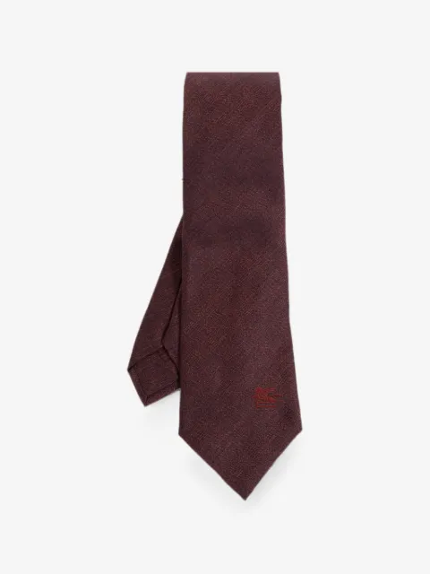 ETRO corbata de seda con bordado Pegaso
