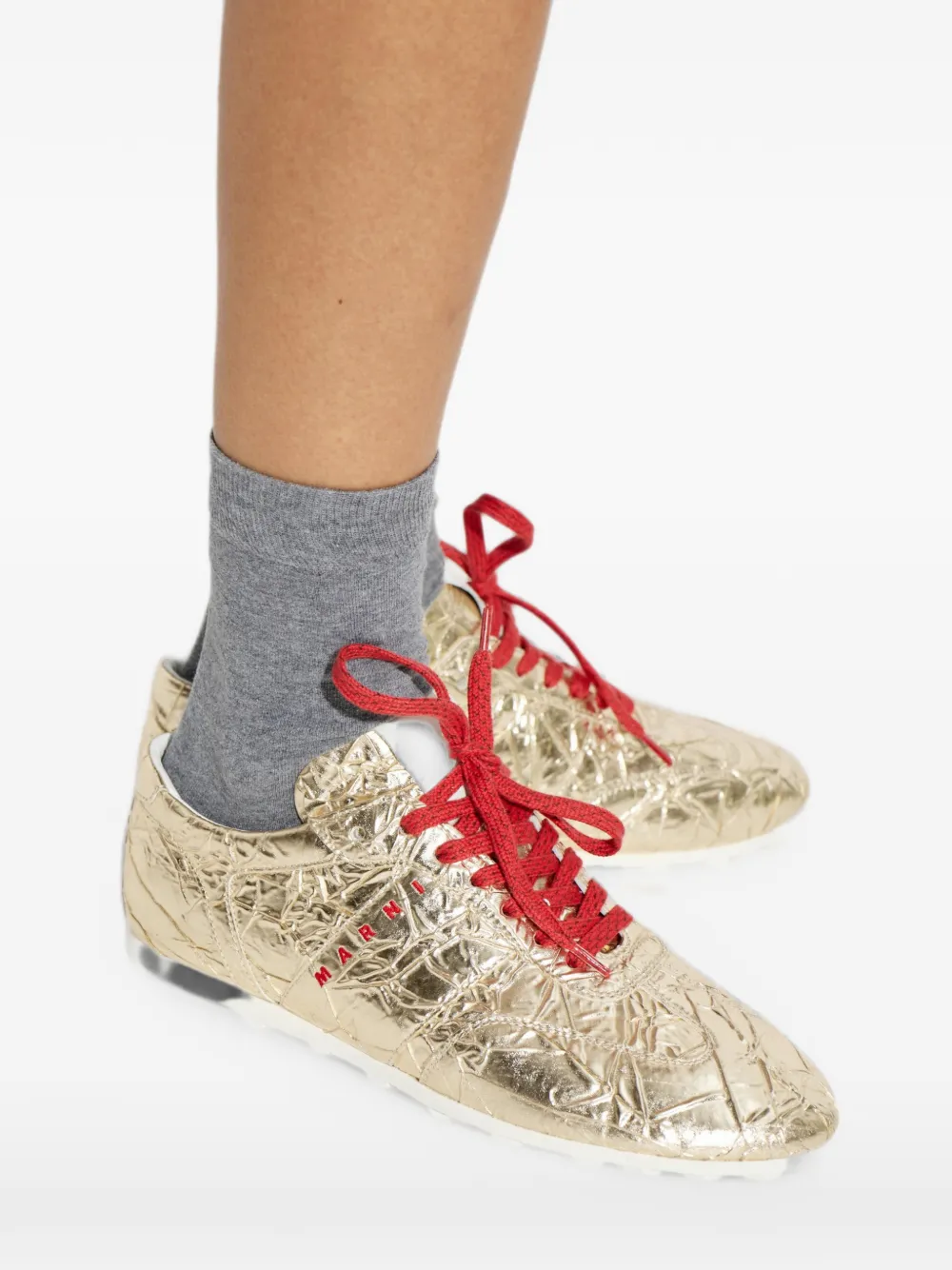 Marni crinkled-finish logo sneakers Goud