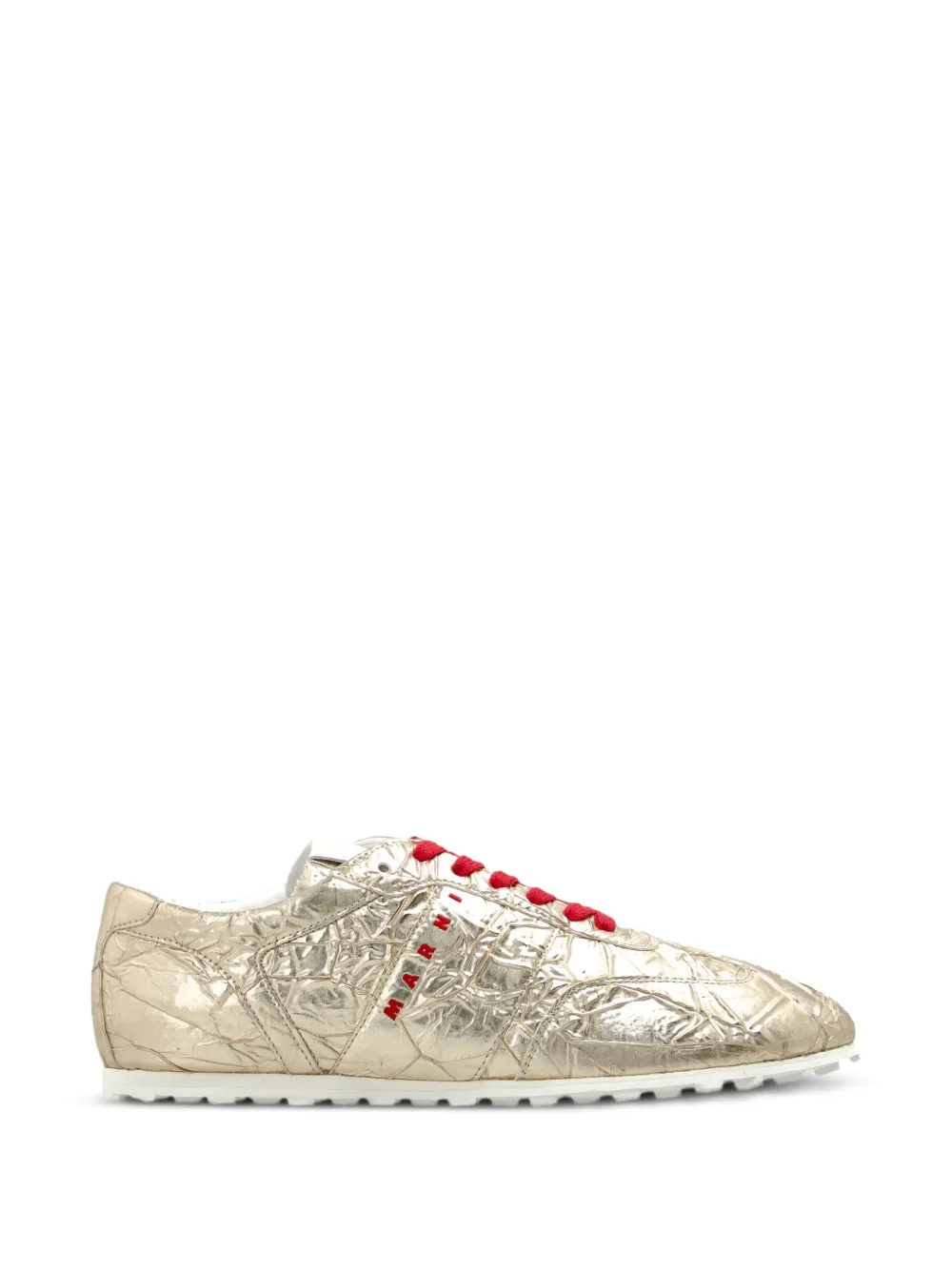Marni crinkled-finish logo sneakers - Gold