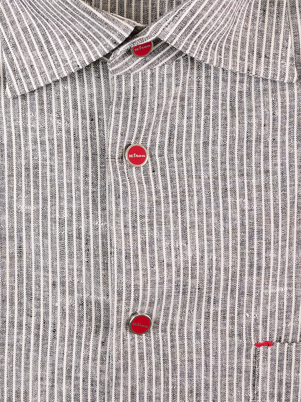 Kiton Overhemd met logoknoop en verticale streep Wit