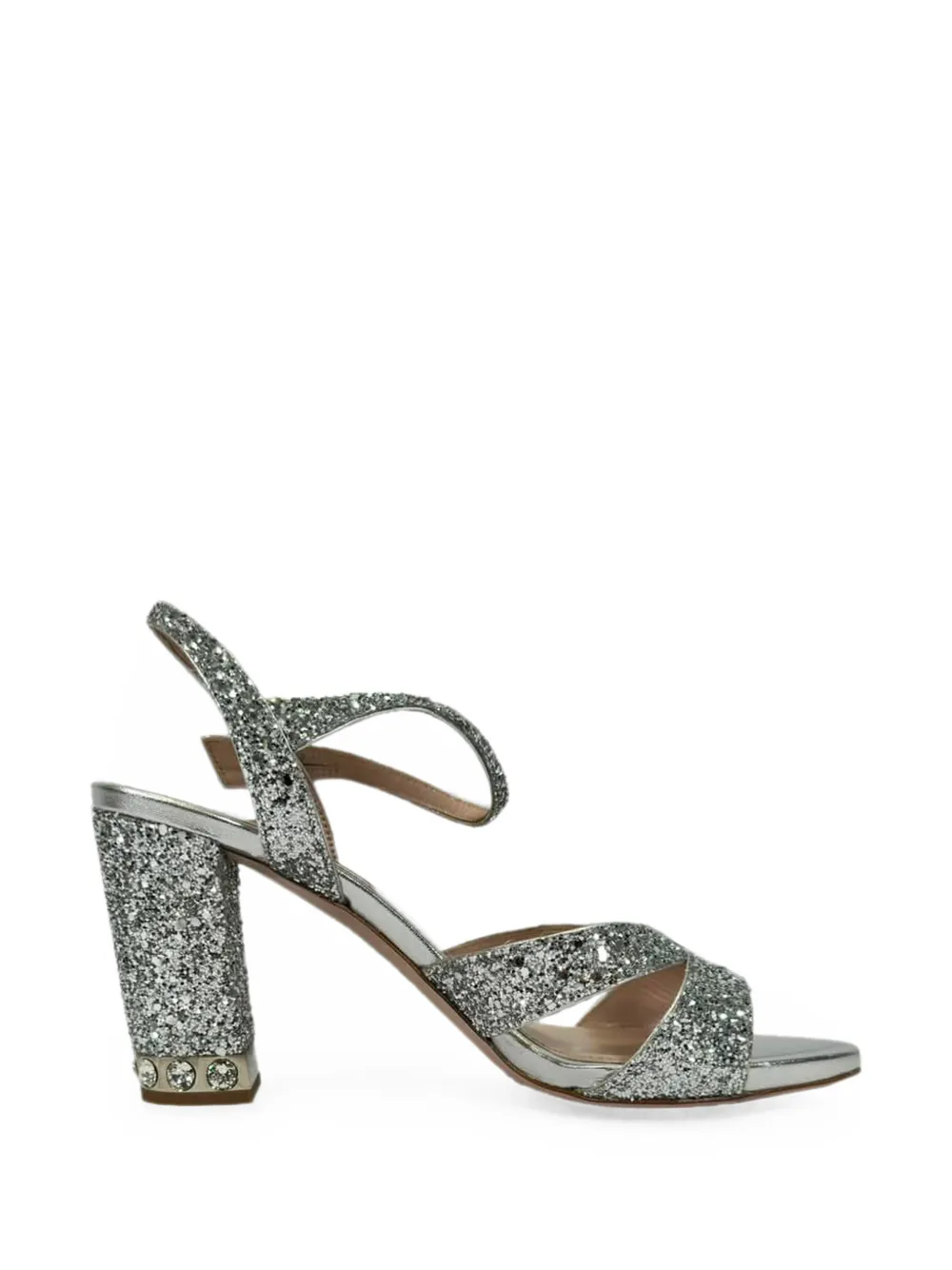 Miu Miu Pre-Owned Crystal-embellished leather sandals - Silber