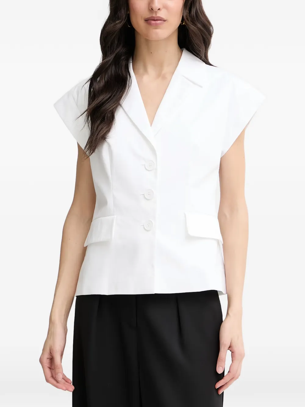 LUISA SPAGNOLI Vernasca button-fastening sleeveless top - Bianco