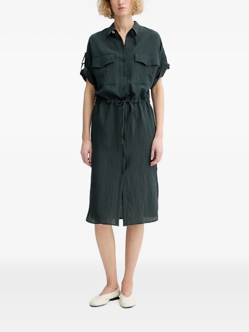 Sessùn Anatole midi-blousejurk met trekkoord Groen