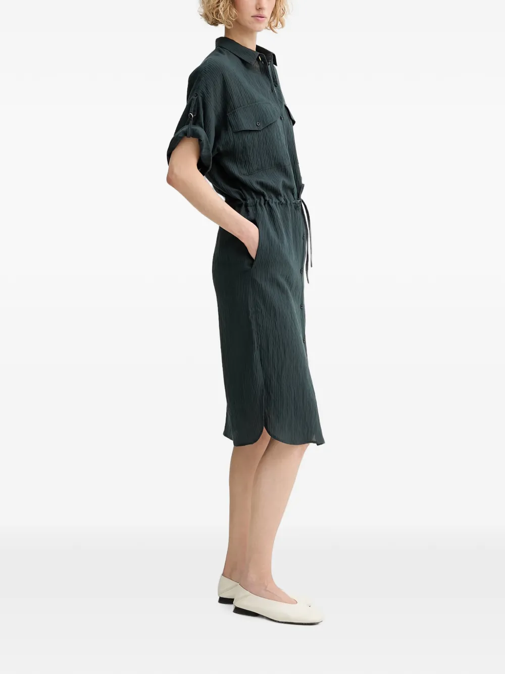 Sessùn Anatole midi-blousejurk met trekkoord Groen