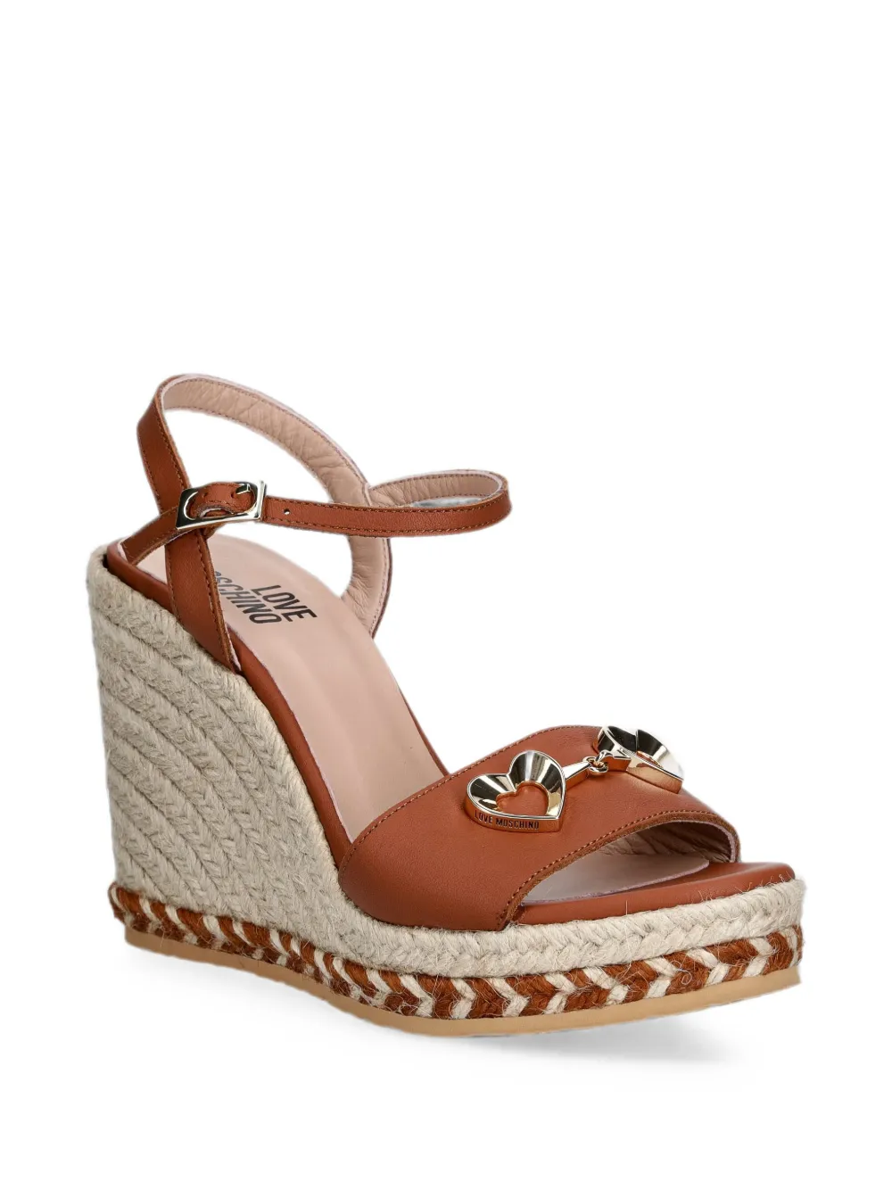Love Moschino Espadrilles met sleehak en hart-patroon Bruin